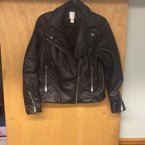 H&M Black Faux Leather Biker Jacket